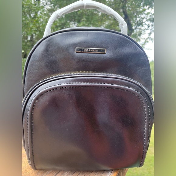 NWT Brahmin Chelcy in BLACK CAPTAIN Smooth Leather Backpack